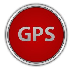 Gps circular icon on white background