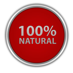 100% natural circular icon on white background