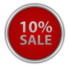 Sale ten percent circular icon on white background