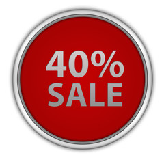 Sale forty percent circular icon on white background