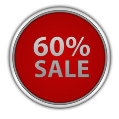 Sale sixty percent circular icon on white background
