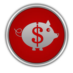 dollar pig circular icon on white background