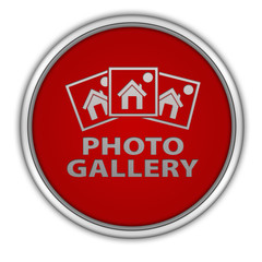 Photo gallery circular icon on white background