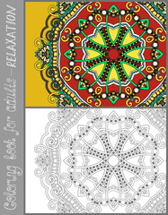 coloring book page for adults - flower paisley design