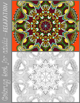 unique coloring book page for adults - flower paisley design