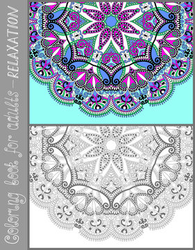 unique coloring book page for adults - flower paisley design