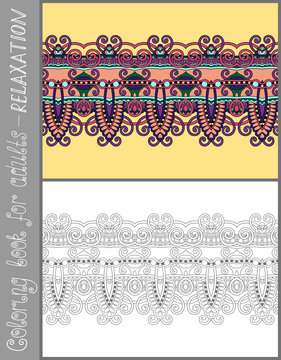 coloring book page for adults - flower paisley design