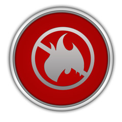 Fire ban circular icon on white background