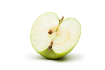 fresh green apple slice isolated on white background