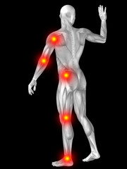 Obraz premium 3D human man anatomy with articular pain