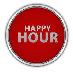 Happy hour circular icon on white background