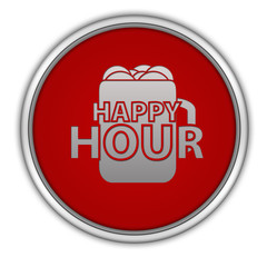 Happy hour circular icon on white background
