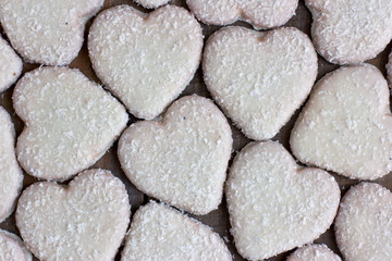 Heart shape cookies with coconut icing