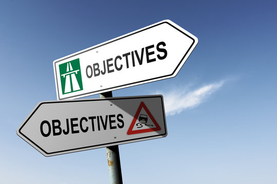 Objectives directions. Choice for easy way or hard way.