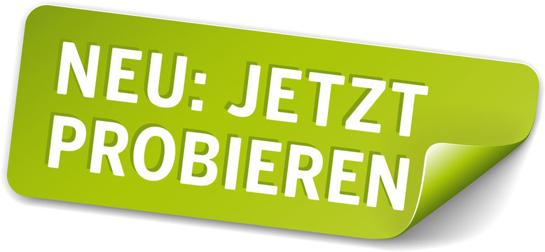 Aufkleber neu jetzt probieren gr&uuml;n