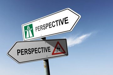Perspective directions. Choice for easy way or hard way.