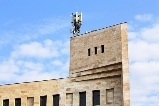 Equipment of mobile communication on the roof of the building