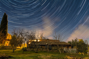 Startrail in Tuscan countryside