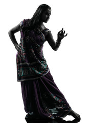 indian woman dancer dancing  silhouette