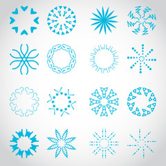 Sun's Rays Icons Set - Isolated On Gray Background