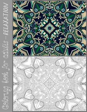 unique coloring book page for adults - flower paisley design