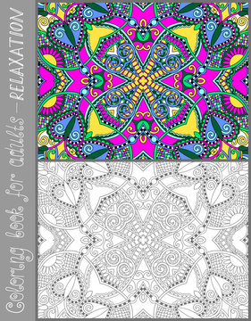 unique coloring book page for adults - flower paisley design