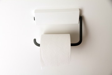 Toilet paper in holder, close-up