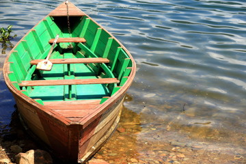 Wooden boat on lake Phewa. Pokhara-Nepal. 0713