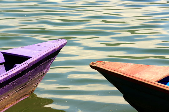 Wooden boats on lake Phewa. Pokhara-Nepal. 0715