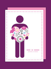 Vector vibrant floral scaterred man in love silhouette frame