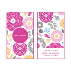 Vector vibrant floral scaterred vertical round frame pattern