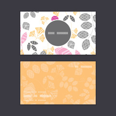 Vector abstract pink, yellow and gray leaves vertical round