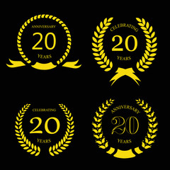twenty years anniversary laurel gold wreath - 20 years set