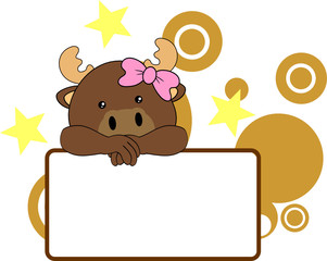 cute reindeer baby girl copyspace