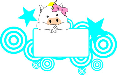 cute unicorn baby girl copyspace