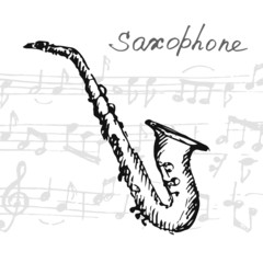 Vector illustration of a sax. Sketch.