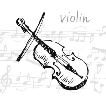 Vector illustration of a violin. Sketch.