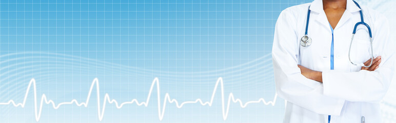 Hands of black doctor woman.