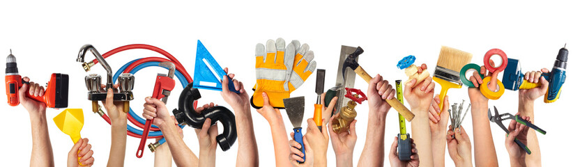 Hands with DIY tools.