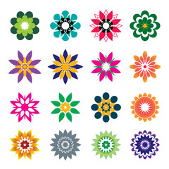 Set of color geometric flowers