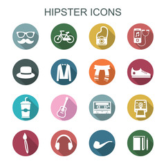 Fototapeta premium hipster long shadow icons