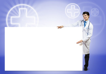 Doctor with banner