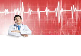 Doctor with banner