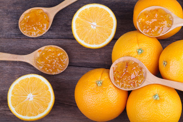 fresh orange with orange jam