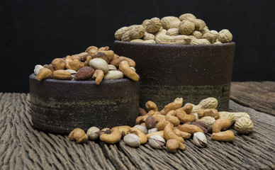 mix nuts on a wooden table
