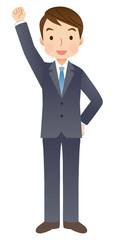 スーツを着た男性　就活　ガッツポーズ