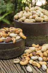 mix nuts on a wooden table