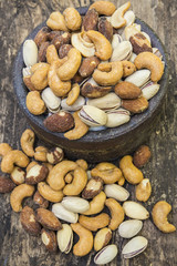 mix nuts on a wooden table