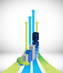 business graph and success up arrows illustration