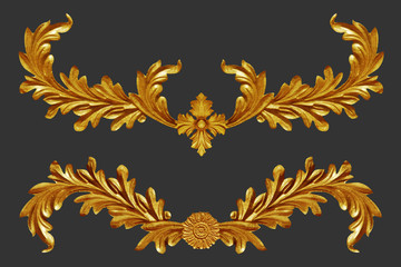 Ornament elements, vintage gold floral designs